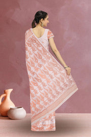 White Handloom Jamdani Style Cotton Saree with Blouse 10074224