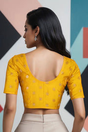 Yellow Banarasi Chiniya Silk Blouse 10075018