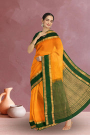 Mango Yellow Handloom Kanjivaram Soft Silk Saree 10075695