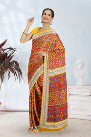 Red Kashmiri Printed Silk Saree 10075994