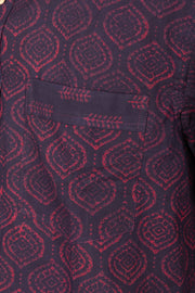 Indigo Handblock Print Pre-Washed Pure Cotton Crop Shirt 10074629