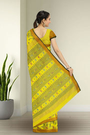 Yellow Bengal Handwoven Jamdani Style Cotton Saree 10075355