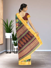 Multicolour Fancy Printed Linen Saree 10064820