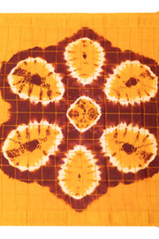 Mustard Yellow and Maroon Sungudi Cotton Saree 10078024