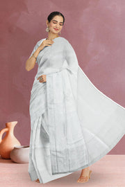 Sea Gray Kanjivaram Tissue Vegan Silk Saree 10075564