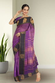 Mythical Purpl Kanjivaram Silk Saree with Checks Design 10075631