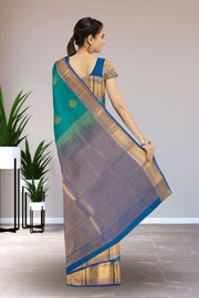 Blue Kanjivaram Vegan Silk Saree with Contrast Pallu 10074861