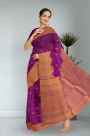 Purple Kanjivaram Pure Silk Saree 10076116