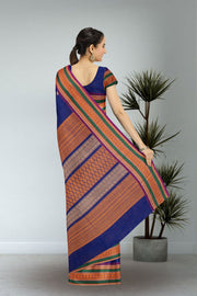 Blue Handloom Chettinad Cotton Saree 10075069