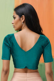 Green Maheshwari Silk Cotton Blouse 10075047