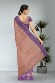 French Beige Kanjivaram Vegan Silk Saree 10075559