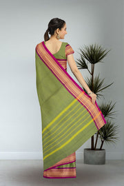 Green Handloom Chettinad Cotton Saree Without Blouse 10075170