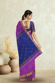 Purple Maheshwari Silk Cotton Saree 10075266