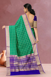 Peacock Green With Blue Mysore Crepe Silk Saree 10064312