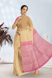 Beige Handloom Kanjivaram Silk Saree 10065058