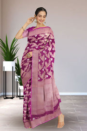 Purple Handloom Banarasi Katan Silk Saree 10069399