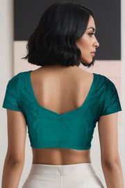 Green Maheshwari Silk Cotton Blouse 10075043