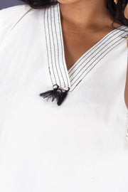 White Shawl Neck Cotton Crop Top 10068100