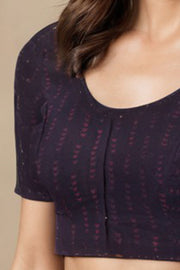 Maroon Indigo Hand Block Print Cotton Blouse 10074597
