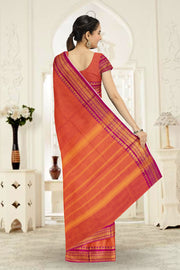 Orange Handloom Chettinad Cotton Saree 10075880