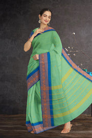 Green Handloom Chettinad Cotton Saree 10075889