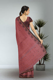 Mauve Handloom Chettinad Cotton Saree Without Blouse 10075159