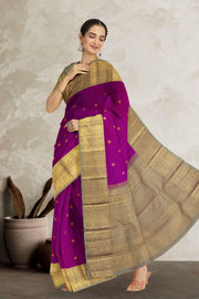 Violet Handloom Kanjivaram Silk Saree 10065562