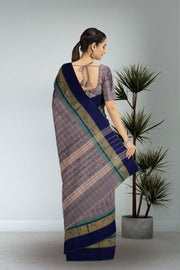 Grey Handloom Chettinad Cotton Saree Without Blouse 10075135