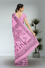 Pink Warli Print Bengal Cotton Saree 10075305