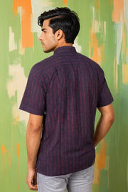 Indigo Handblock Print Pre-Washed Pure Cotton Crop Shirt 10074621