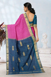 Cotton Candy Pink Mysore Crepe Silk Saree 10064637