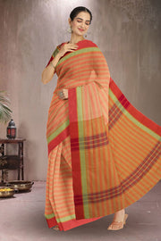 Beige And Pink Art Silk Kanjivaram Saree With Checks Design 10076309