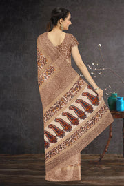 Beige Kashmiri Printed Silk Saree 10075986