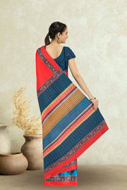 Red Printed Semi Tussar Silk Saree 10074900