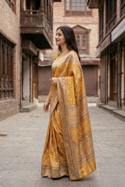 Yellow Kani Printed Silk Saree 10077862