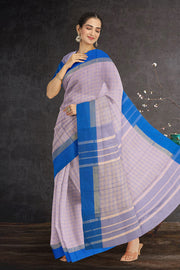 Lavender Art Silk Kanjivaram Saree With Checks Design 10076311
