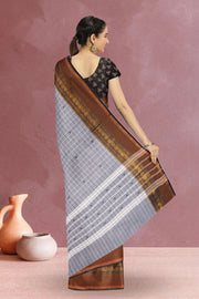 Grey Handloom Chettinad Cotton Saree 10075863
