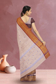 Beige Handloom Chettinad Cotton Saree 10075112