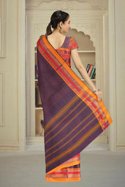 Purple Handloom Chettinad Cotton Saree 10075907