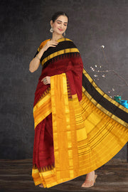Maroon Korvai Kanjivaram Silk Saree 10065789