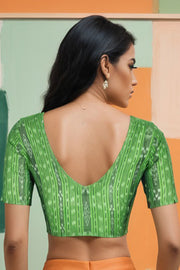 Green Odisha Ikat Cotton Blouse 10075030