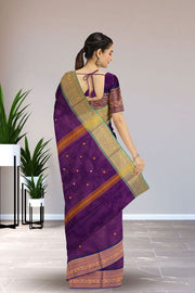 Purple Handloom Chettinad Cotton Saree 10075113