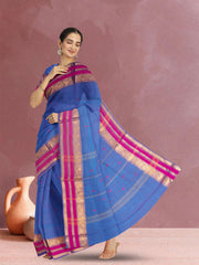 Blue Handloom Kanchi Cotton Saree 10071805