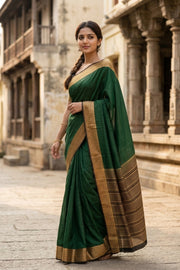 Green Semi Mysore Crepe Silk Saree 10077808
