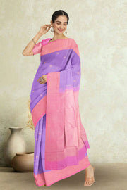  Periwinkle Purple Korvai Kanjivaram Silk Saree 10075624