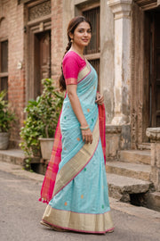 Blue Kanjivaram Silk Cotton Saree 10077968