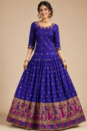 Violet Handcrafted Paithani Lehenga - 10065965