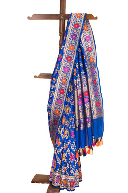 Blue Handloom Banarasi Katan Silk Saree 10069397