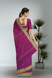 Magenta Handloom Chettinad Cotton Saree Without Blouse 10075196