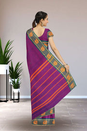 Magenta Handloom Chettinad Cotton Saree Without Blouse 10075197